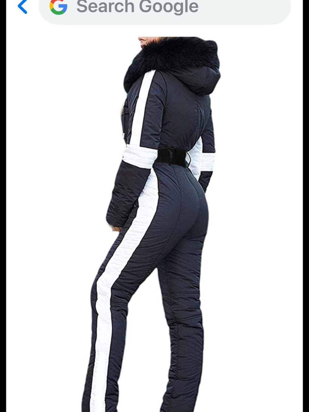 Black & White Faux-Fur Hooded Ski Jumpsuit - Picture 2 of 7